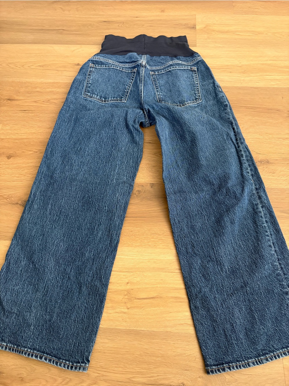 Maternity Wide Leg Dark Blue Stretch-Waist Jeans Old Navy Size 8 Short - Picture 3 of 8